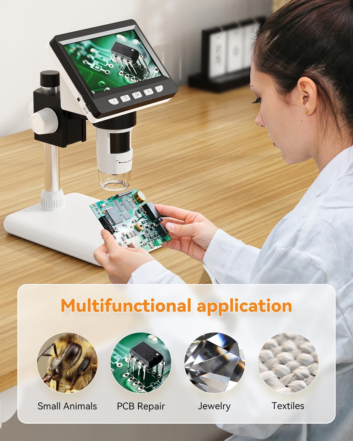 4.3" Digital Microscope for Adults, SKYEAR Coin Microscope1000X Magnification with 8 Ajustable LED Fill Lights, USB Microscope for Windows/MacOS, Coin Collection Supplies