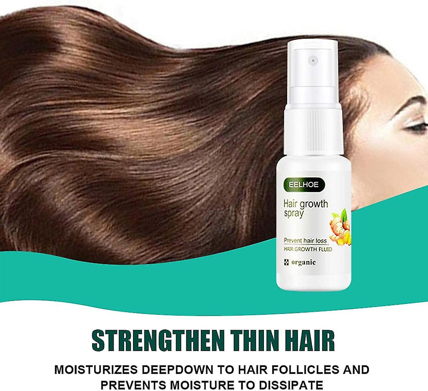 Spray de sérum de croissance des cheveux au gingembre, spray d'huile de gingembre nourrissant pour la repousse, favorise la croissance rapide des cheveux