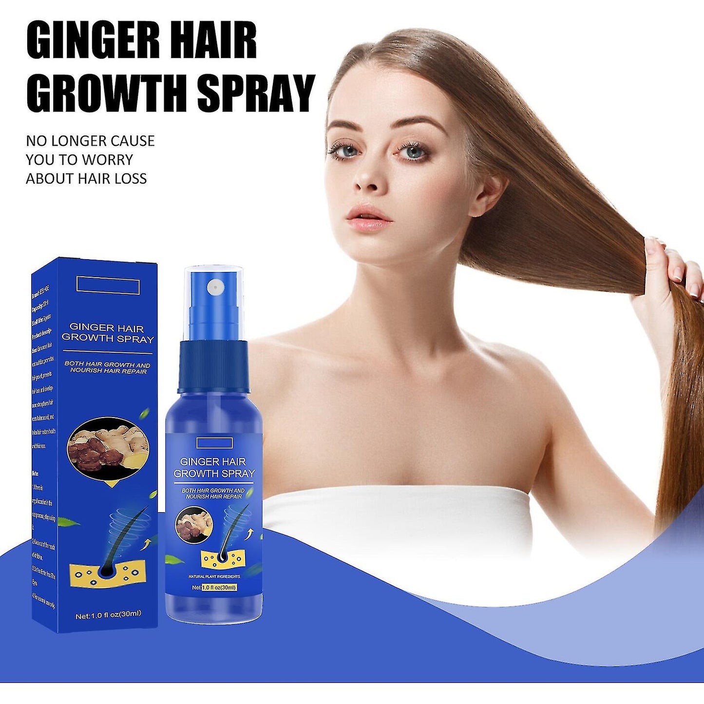 Ginger Hair Grower Spray Anti Hair Fall Hair Loss Treatment Hair Growth Essence Oil For Men