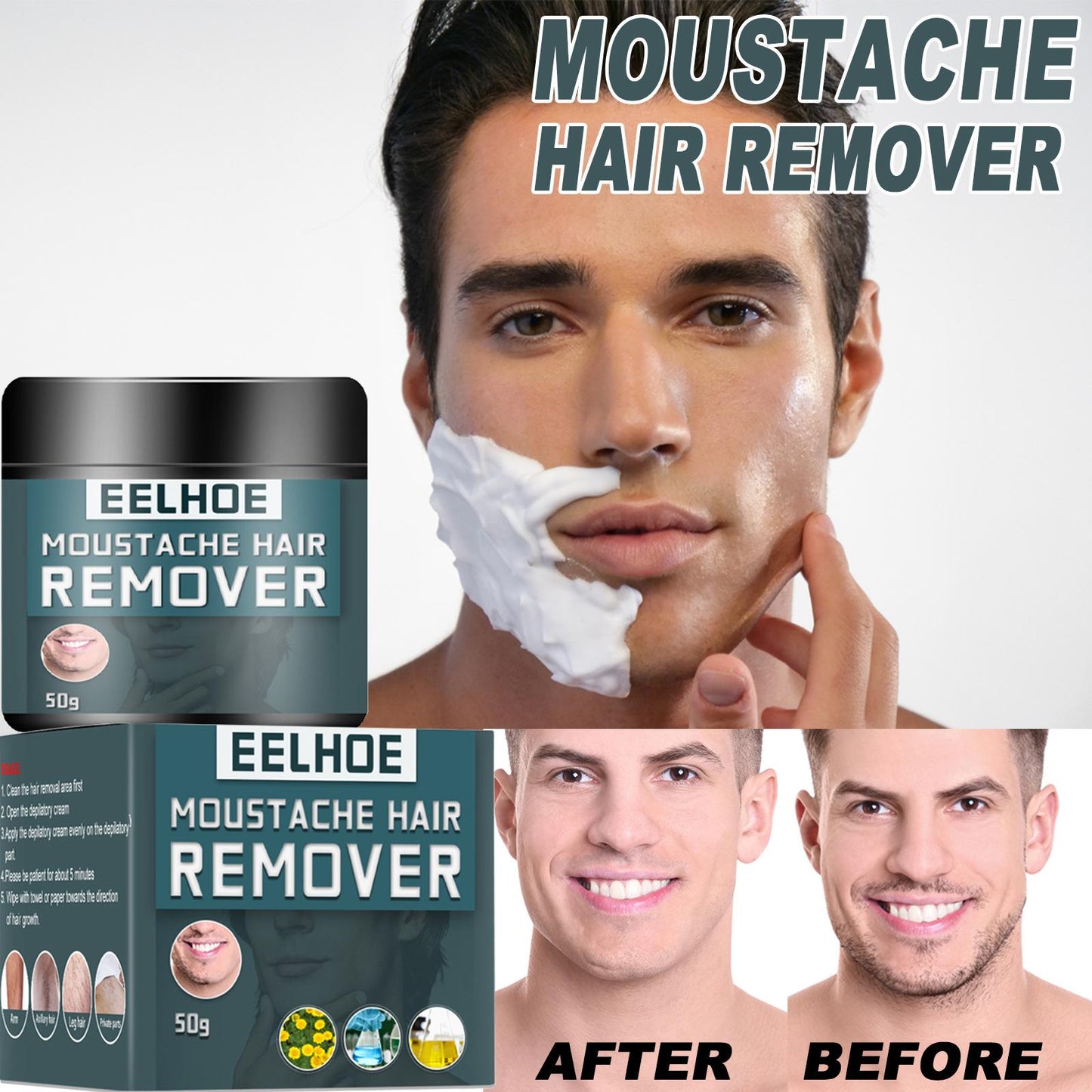 Gentle and non-irritating facial hair removal cream for men