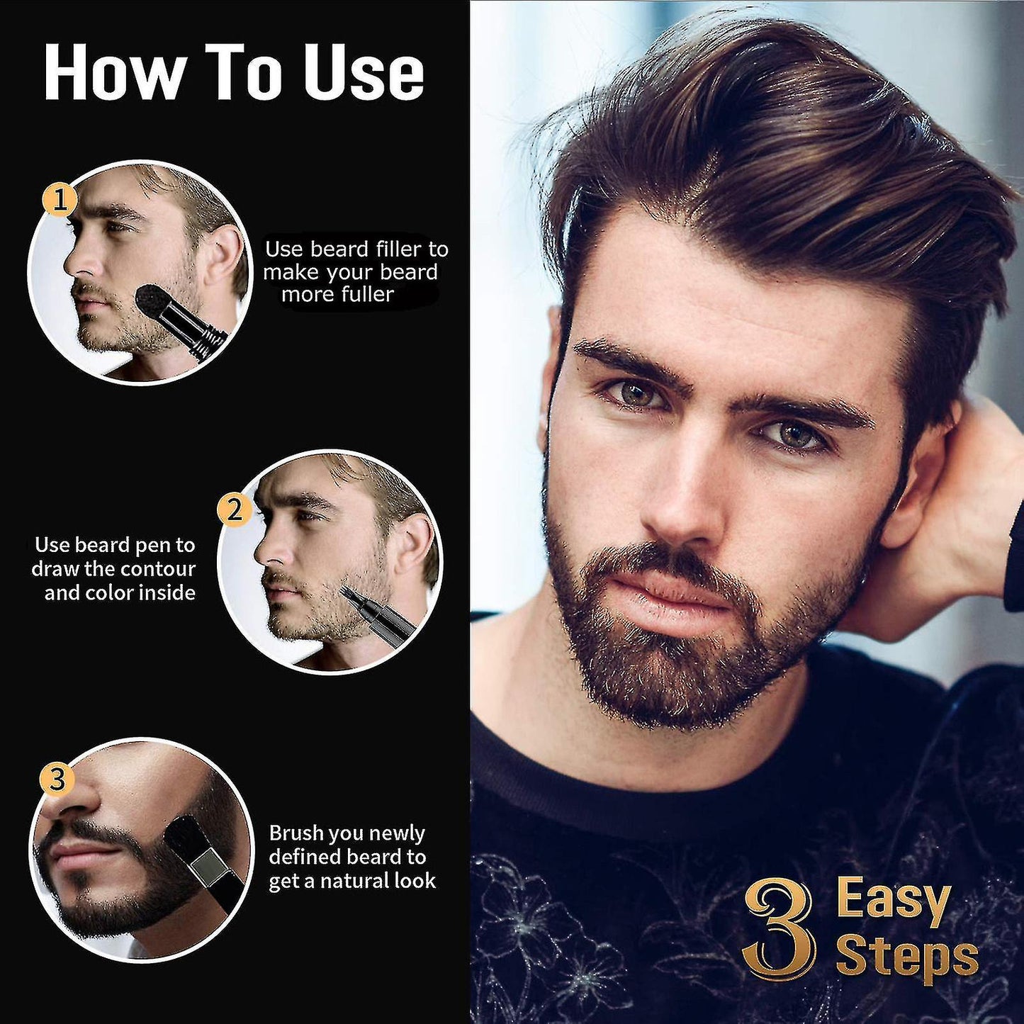 Stylo de remplissage de cheveux faciaux de longue durée de remplissage de crayon de barbe avec la double extrémité