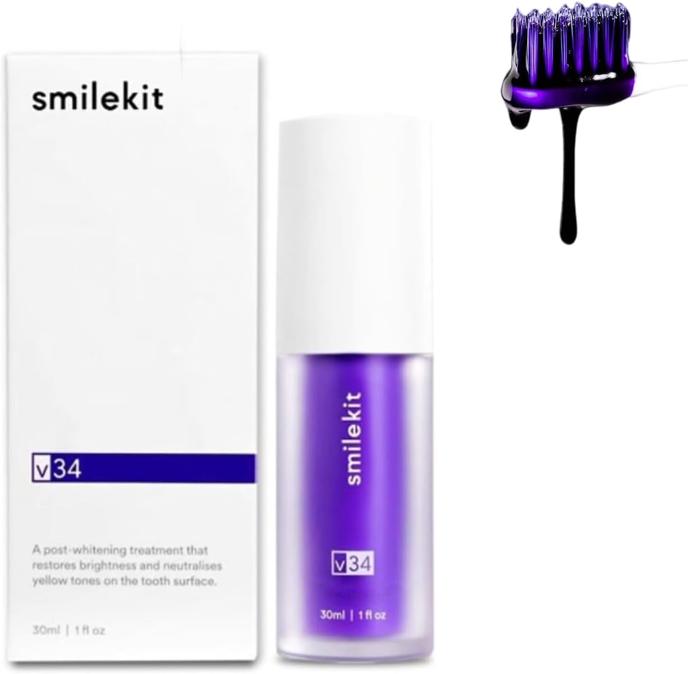Smilekit Teeth Color Corrector Purple Teeth Whitening Toothpaste, Purple Toothpaste for Teeth Whitening Colour Corrector Stain Removal and Reduce Yellowing...