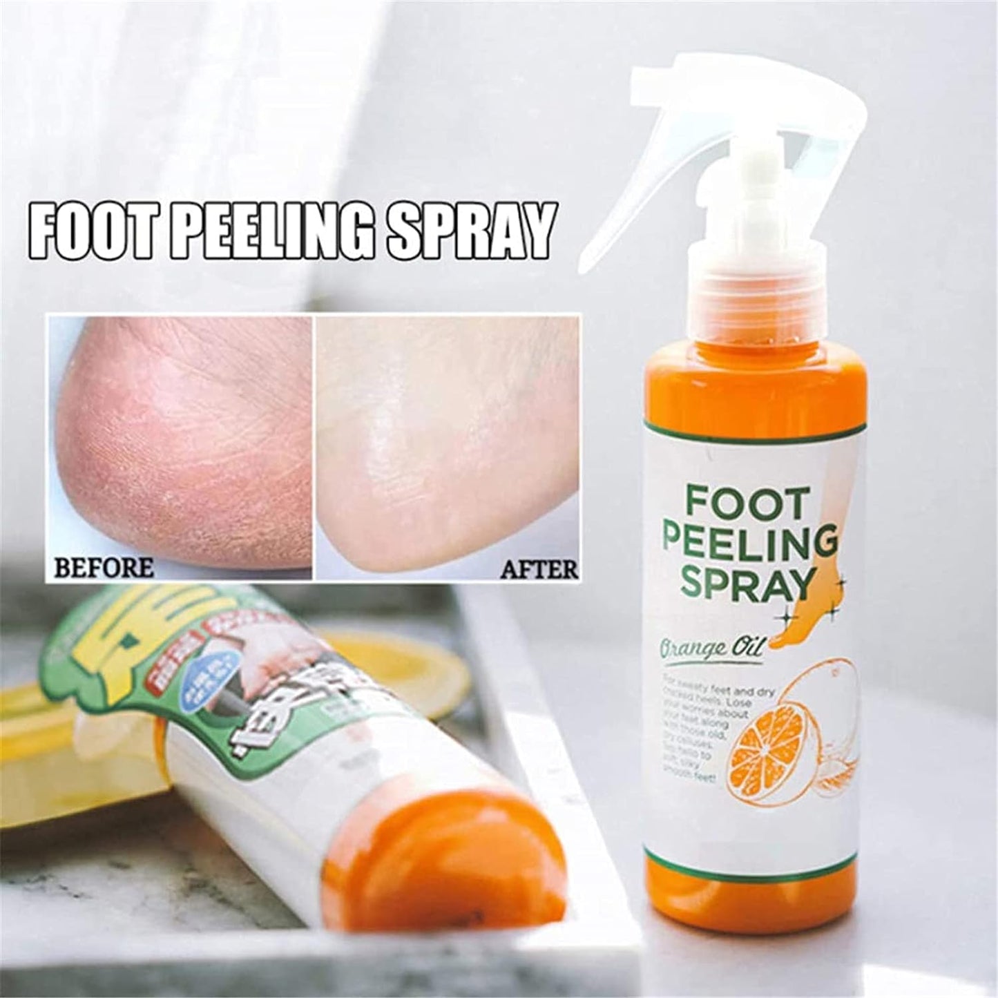 Gokame Foot Peeling Spray Orange Oil, Foot Peeling Spray That Remove Dead Skin, Hydrating Nourish Peel Off Spray, Remove Dead Skin within Seconds, Exfoliating Peeling & Calluses on Feet, 110ML