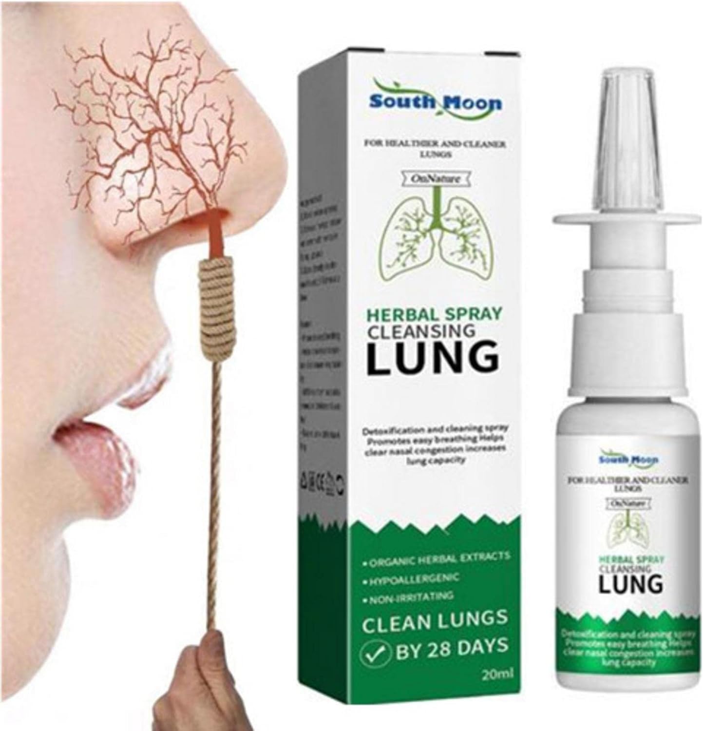 OnNature Organic Herbal Lung Cleansing and Repair, Nasal Spray, Herbal Lung Cleansing Spray, Lung Detox Herbal Cleaner, Relief from Cold or Allergy