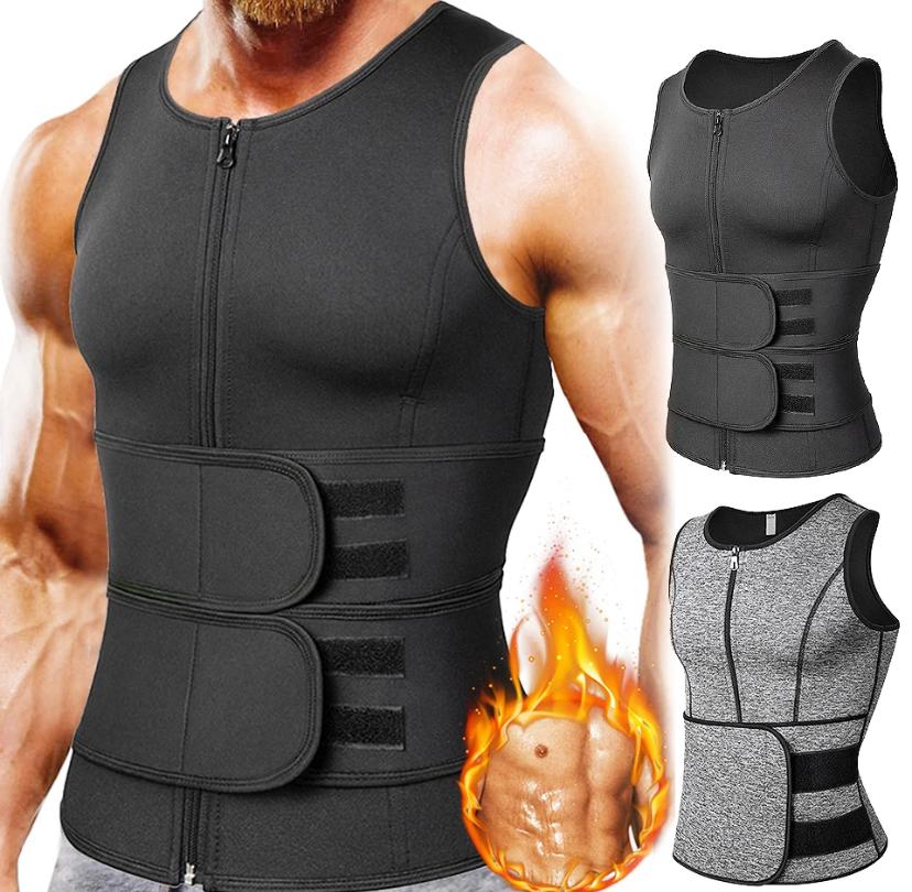 Men Neoprene Sauna Suit Sweat Workout Waist Trainer Vest Body Shaper Tank