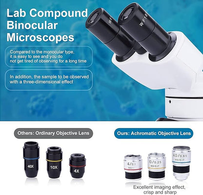 Compound Binocular Microscopes for School Laboratory Home Education,40X-2000X Microscopes for Kids Students Adults, with Mechanical Platform,Microscope Slides Set(30PCS), Phone Adapter and More