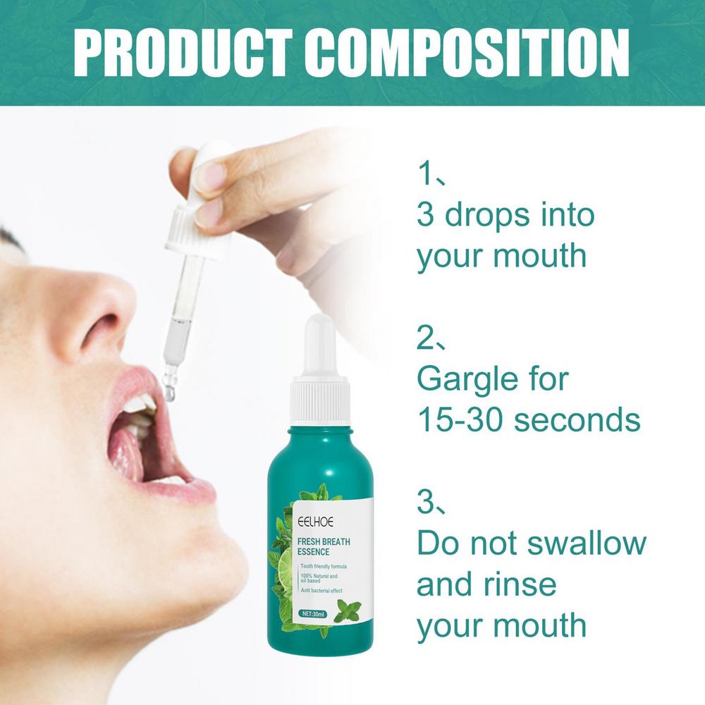 Bad Mouth Smell Removing Drops Gentle Mint Mouth Drop 30mL Cool Mint Oral Care Essence To Get Rid Of Bad Breath Fight Bad Breath