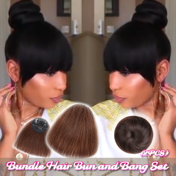 Bundle Hair Bun and Bang Set (2PCS)