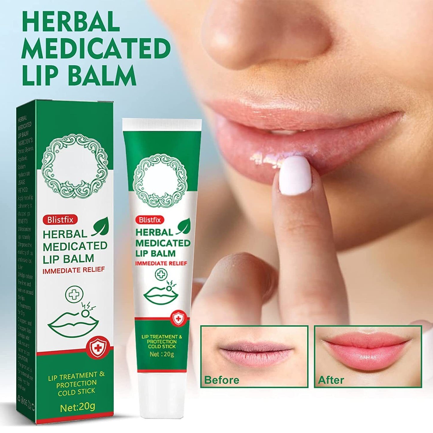 GFOUK Blistfix Herbal Medicated Lip Balm for Dry Cracked Lips